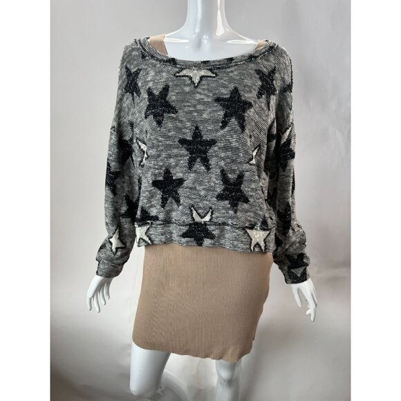 Starry Splendid Womens Sweater Large Cotton & Polyester Black/White Knit - Picture 16 of 16